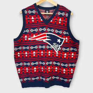 New England Patriots V-neck Ugly-Sweater Style Pullover Vest Size XL